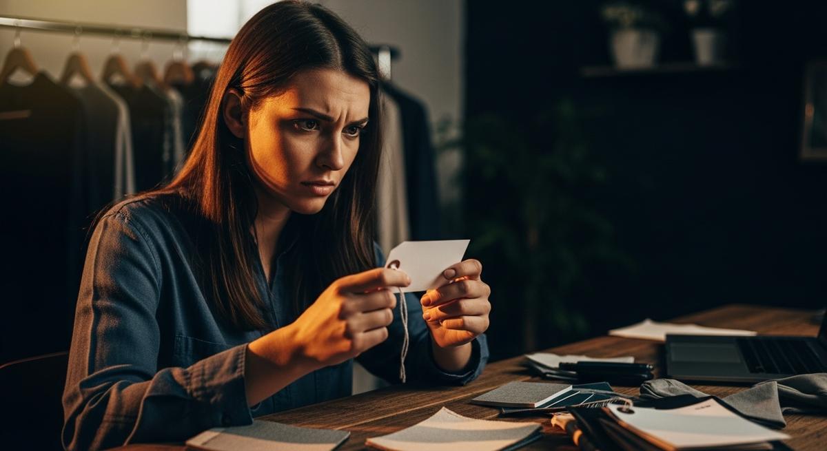 Etiquetas de precio cayendo en cascada con números descendientes, simbolizando la autodestructiva estrategia de rebajar precios por miedo en negocios de moda.